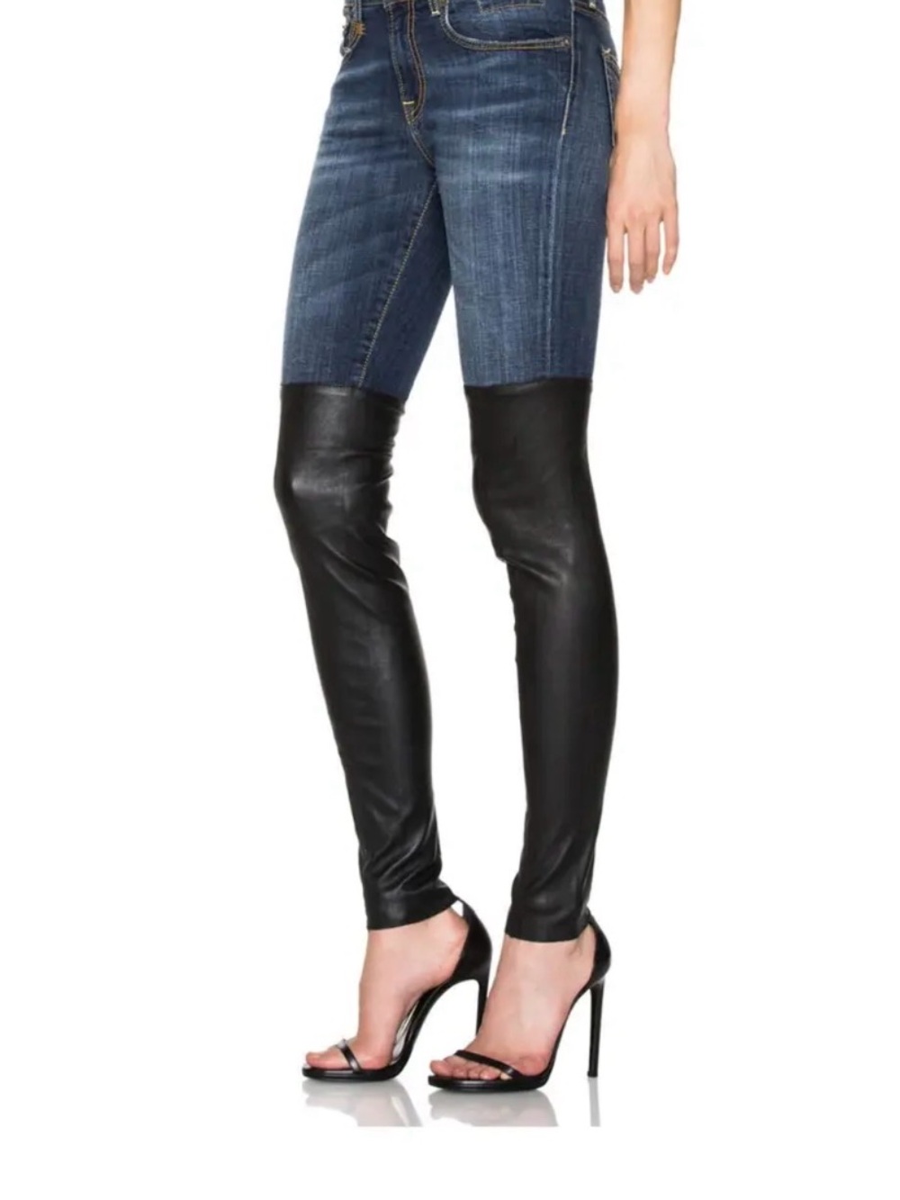 R13 Leather Chaps Skinny Jeans